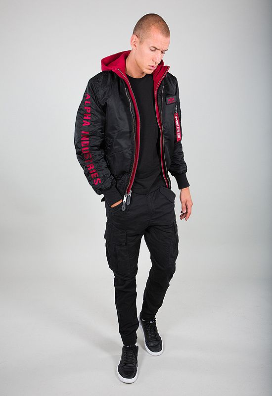 ALPHA INDUSTRIES Bunda MA-1 D-Tec SE - čierna/červená (133104/94)