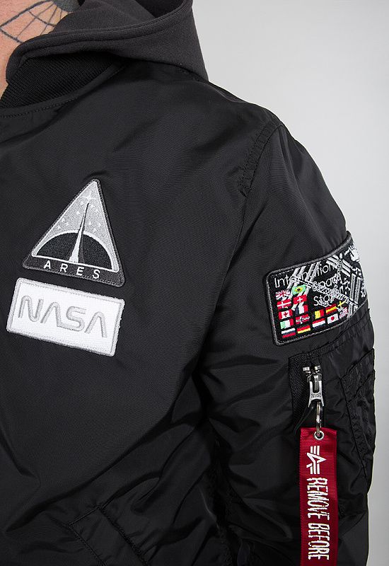 ALPHA INDUSTRIES Bunda MA-1 TT Hood NASA - čierna (126107/03)