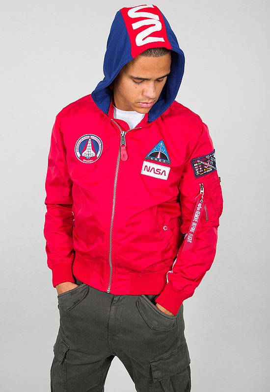 ALPHA INDUSTRIES Bunda MA-1 TT Hood NASA - speed red (126107/328)