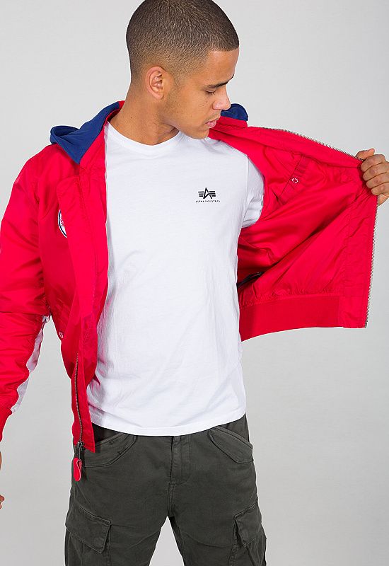 ALPHA INDUSTRIES Bunda MA-1 TT Hood NASA - speed red (126107/328)