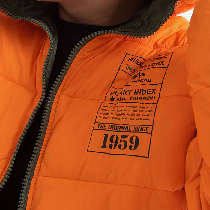 ALPHA INDUSTRIES Bunda Hooded Puffer FD Rev. - sage / orange (198117/228)