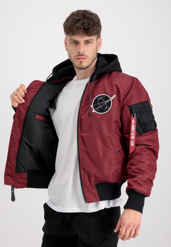 ALPHA INDUSTRIES Bunda MA-1 VF Hood Dark Side - burgundy (108108/184)