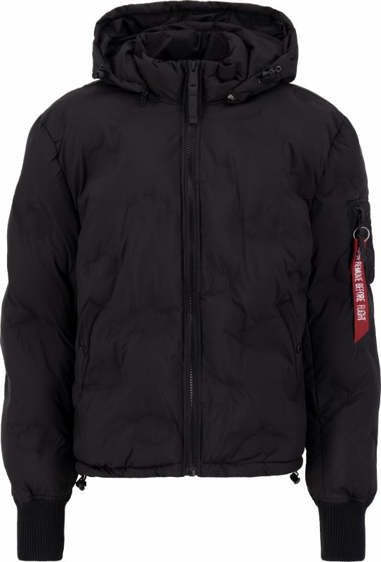 ALPHA INDUSTRIES Bunda Hooded Logo Puffer - čierna (108107/03)