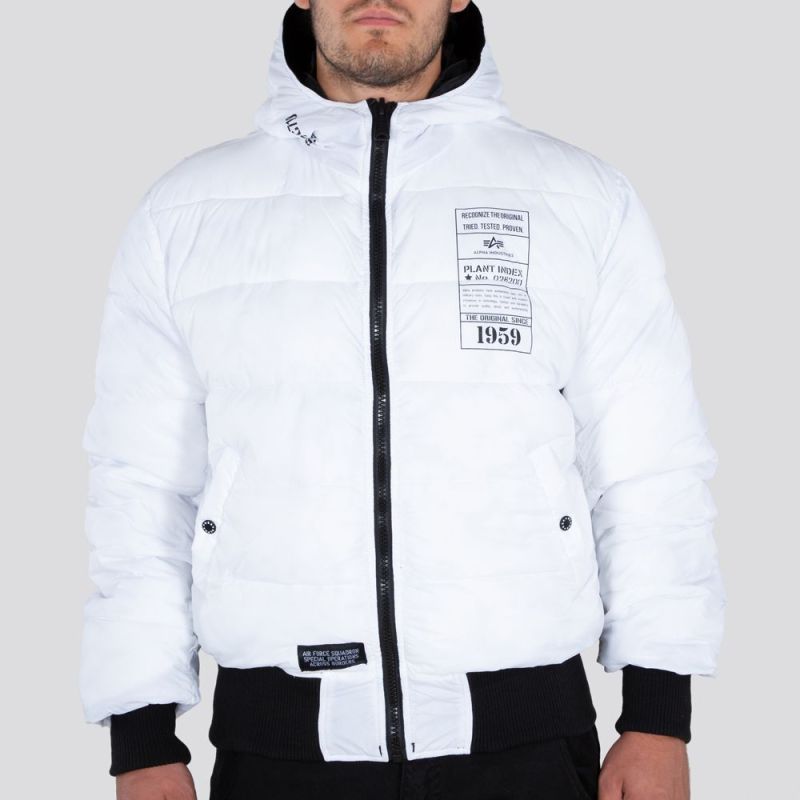 ALPHA INDUSTRIES Bunda Hooded Puffer FD Rev. - čierna/biela (198117/95)