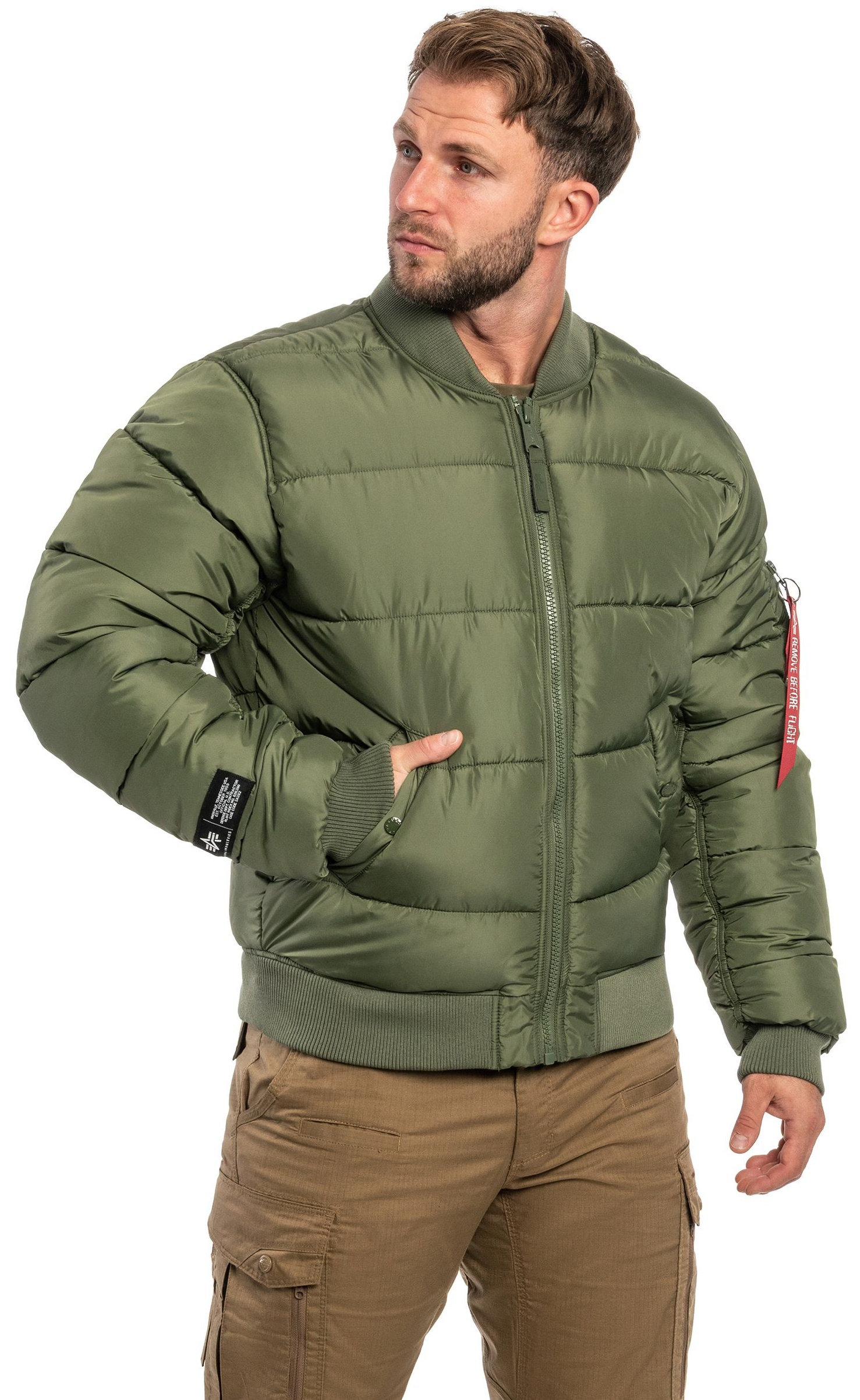 ALPHA INDUSTRIES Bunda MA-1 Logo Puffer Winter Jacket - sage green (258125/01)