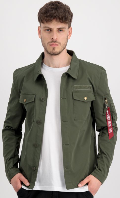 ALPHA INDUSTRIES Blúza Alpha Overshirt - dark olive (108123/142)