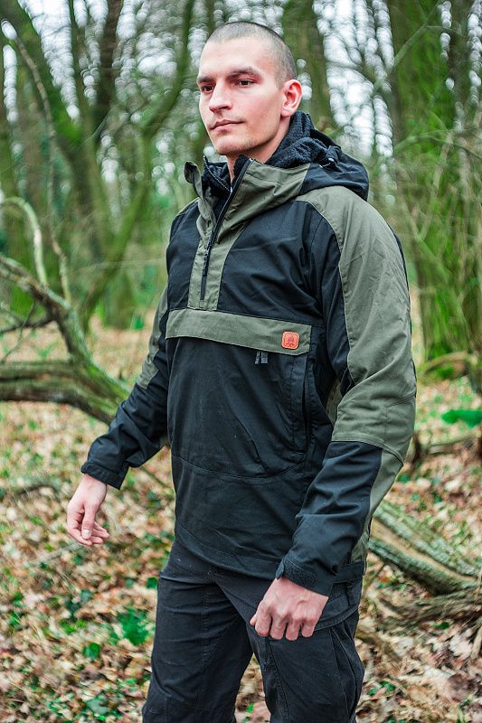 HELIKON Bunda Anorak Woodsman - čierna / taiga green (KU-WDN-DC-0109A)