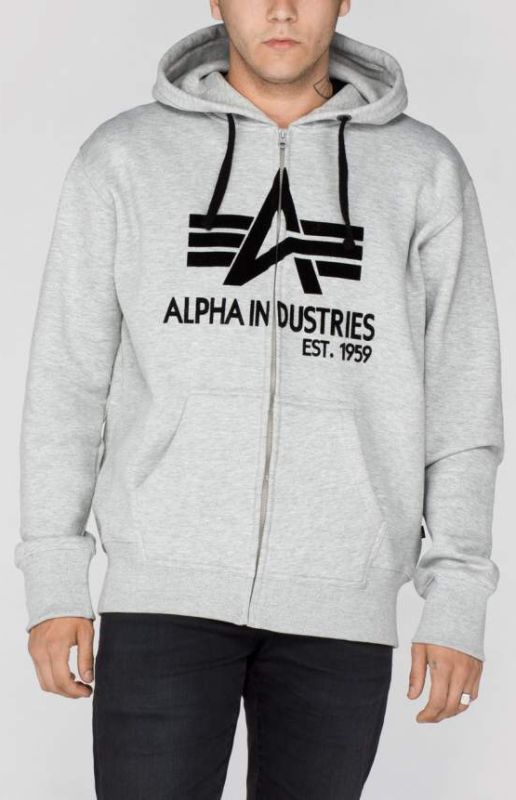 ALPHA INDUSTRIES Mikina Big A Classic Zip Hoody - šedá (103307/17)