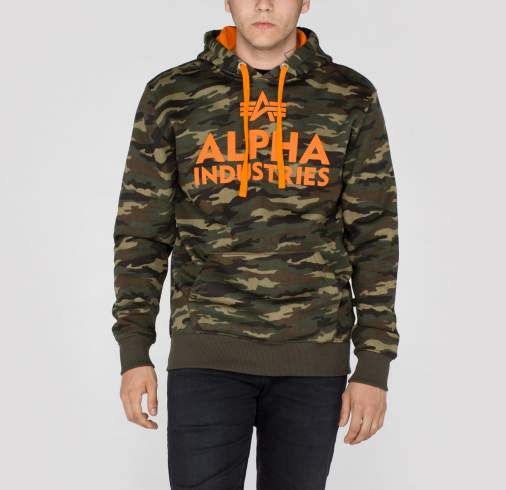 ALPHA INDUSTRIES Mikina Foam Print Hoody - woodland camo (143302/12)