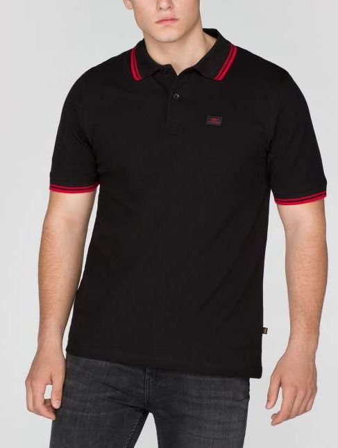 ALPHA INDUSTRIES Tričko Twin Stripe Polo II, čierna/červená, 166602/94