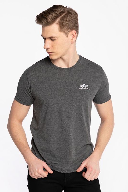 ALPHA INDUSTRIES Tričko BASIC T Small Logo - charcoal heather/white (188505/597)