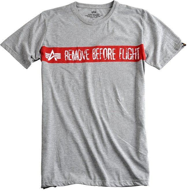 ALPHA INDUSTRIES Tričko Remove Before Flight - šedé (166507/17)