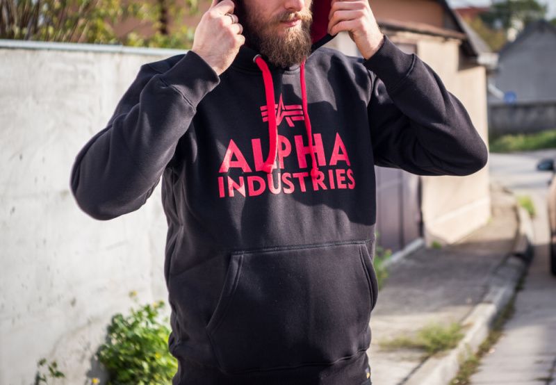 ALPHA INDUSTRIES Mikina Foam Print Hoody - čierna (143302/03)