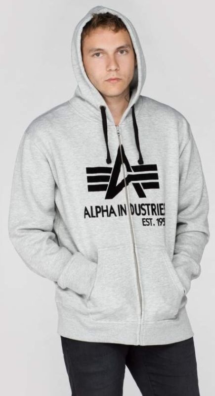 ALPHA INDUSTRIES Mikina Big A Classic Zip Hoody - šedá (103307/17)