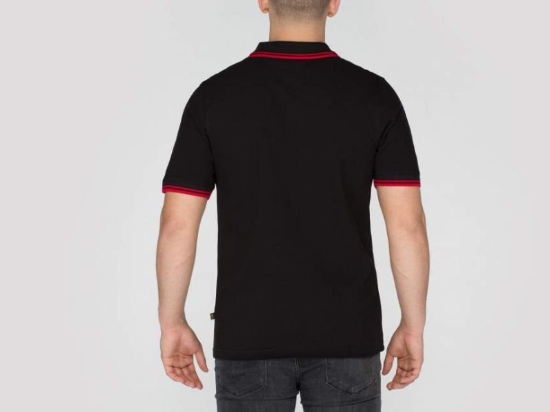 ALPHA INDUSTRIES Tričko Twin Stripe Polo II, čierna/červená, 166602/94