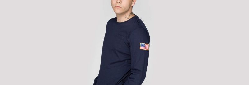 ALPHA INDUSTRIES Tričko NASA LS - modré (176532/07)