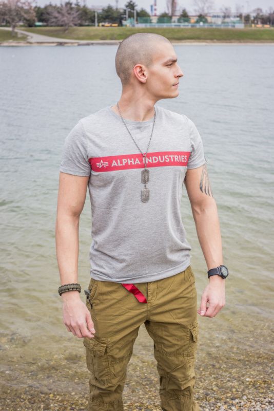 ALPHA INDUSTRIES Tričko Remove Before Flight - šedé (166507/17)