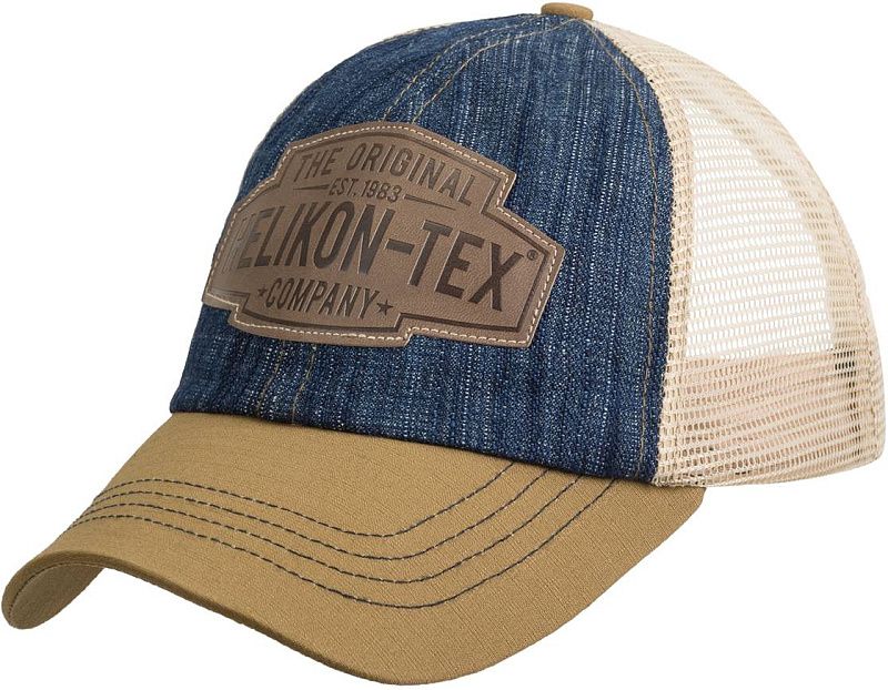 HELIKON Baseball šiltovka Trucker Logo - denim/khaki (CZ-TLC-DM-3113C)