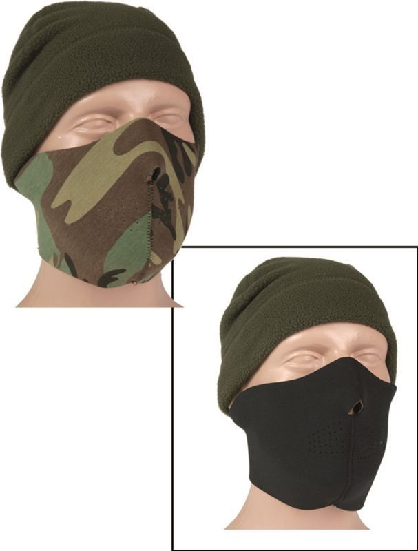 MILTEC Ochranná maska na tvár MT neoprén - čierna/woodland (11666100)