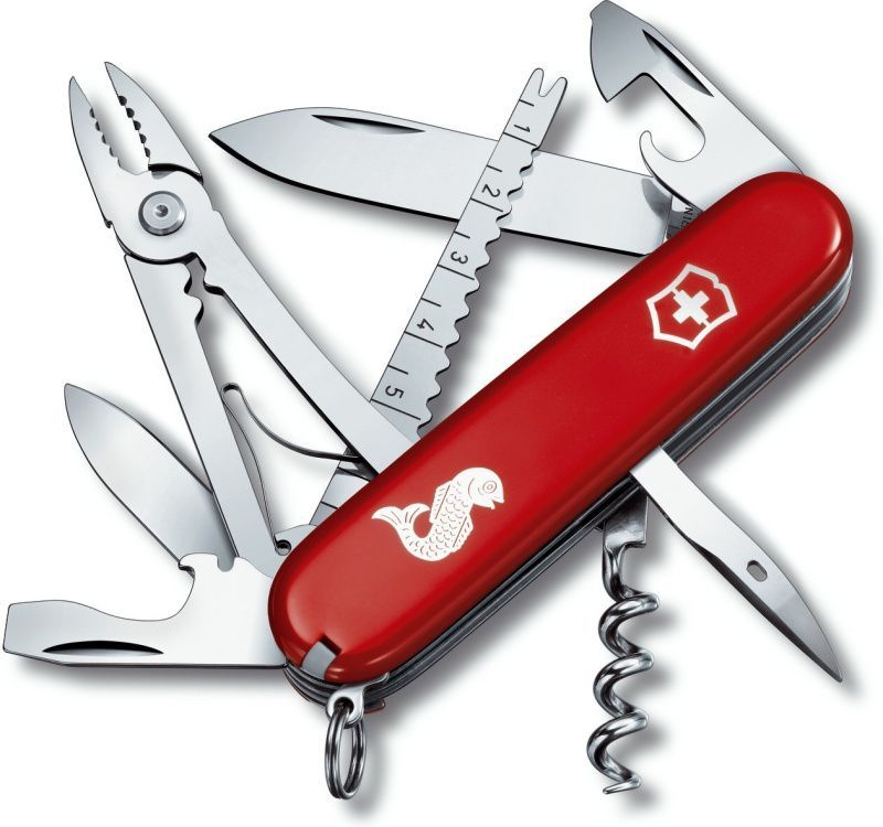 VICTORINOX Zatvárací nôž ANGLER - červený (1.3653.72)