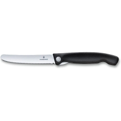 VICTORINOX Nož SwissClassic na ovocie a zeleninu, zubkovaný - čierny (6.7833.FB)