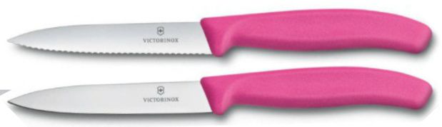 VICTORINOX Set 2ks nožov SwissClassic 10cm (hladké+zúbkované ostrie) - ružový (6.7796.L5B)