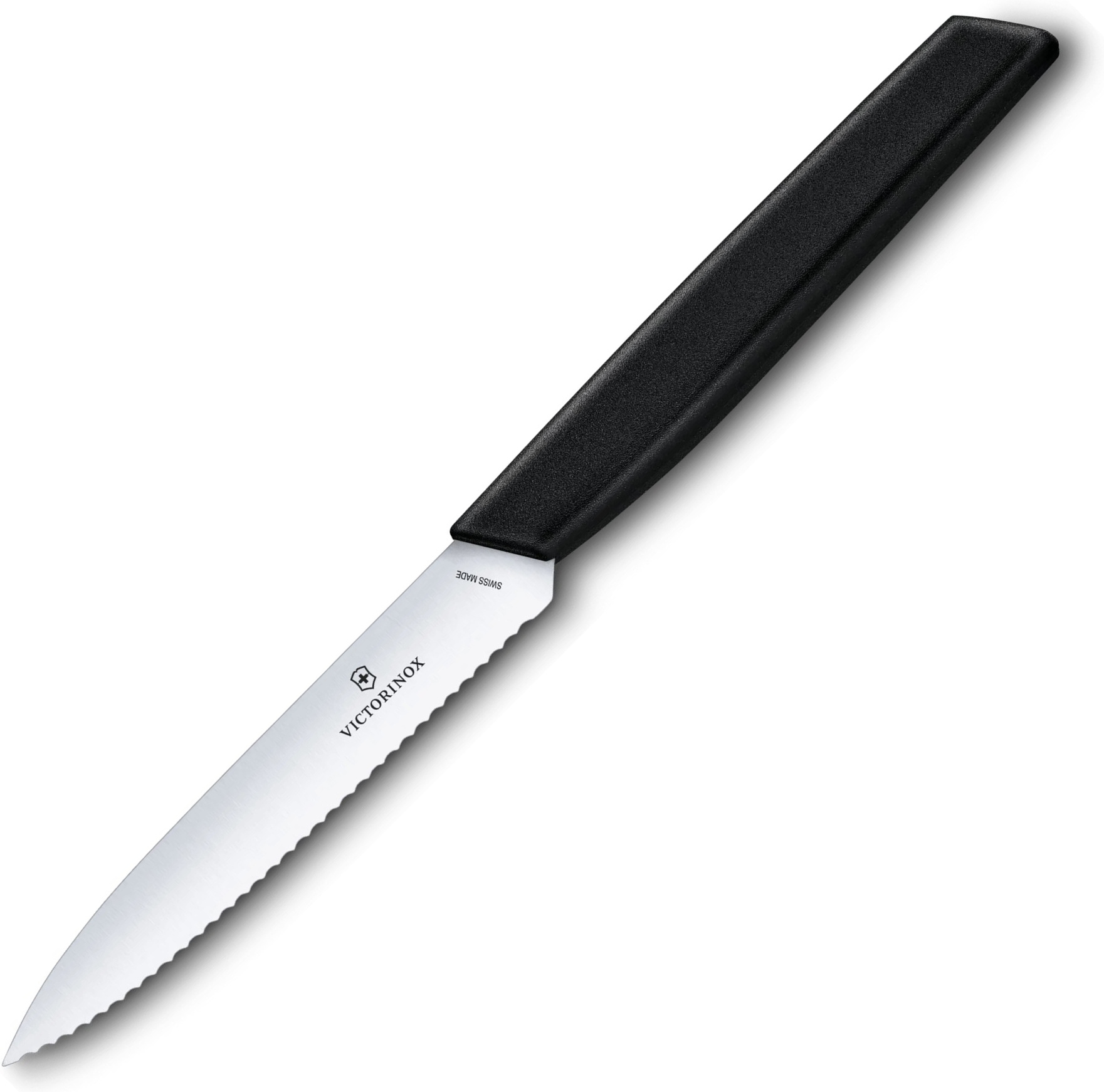 VICTORINOX Nož SwissModern na ovocie a zeleninu 10cm, zubkovaný - black (6.9003.10W)