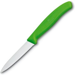 VICTORINOX Univerzálny kuchynský nôž 8cm zúbkovaný - zelený (6.7636.L114)