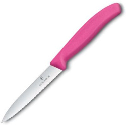VICTORINOX Nôž na zeleninu SwissClassic 10cm zúbkovaný - rúžový (6.7736.L5)
