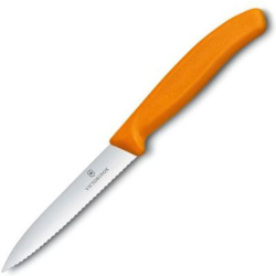 VICTORINOX Nôž na zeleninu SwissClassic 10cm zúbkovaný - oranžový (6.7736.L9)