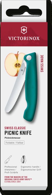 VICTORINOX Nôž SwissClassic na ovocie a zeleninu 11cm zúbkovaný, zatvárací - kale green (6.7834.FC1)