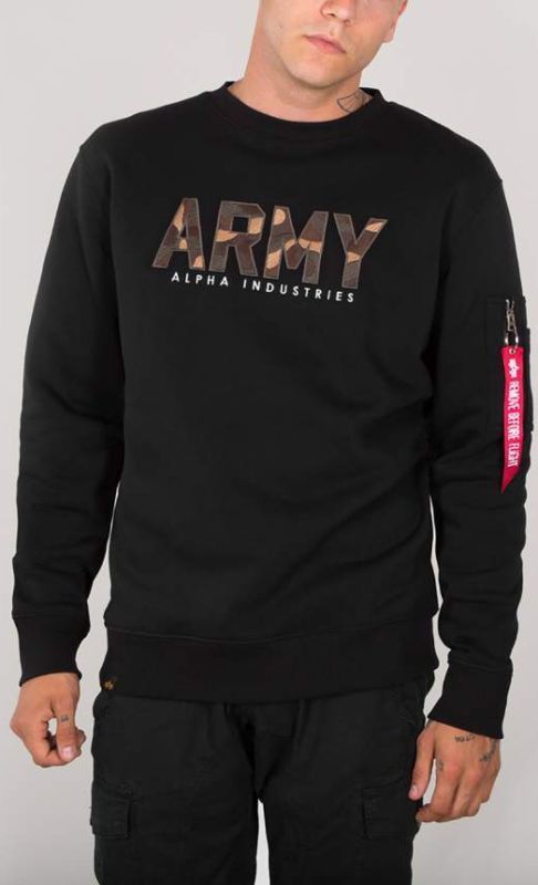 ALPHA INDUSTRIES Mikina Army Camo Sweater - čierna (188304/03)