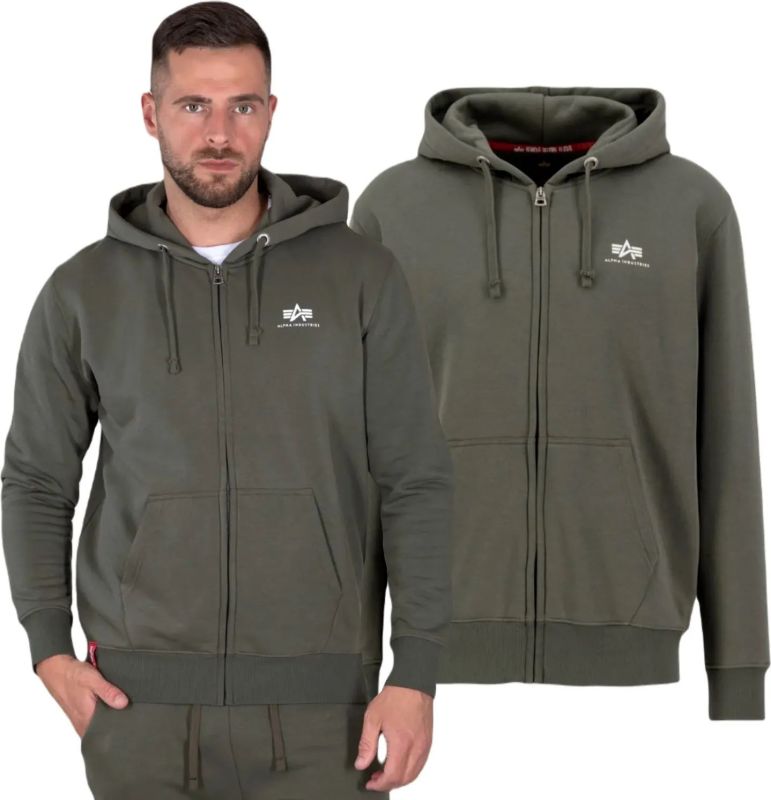 ALPHA INDUSTRIES Mikina Basic Zip Hoody - dark olive (118342/142)