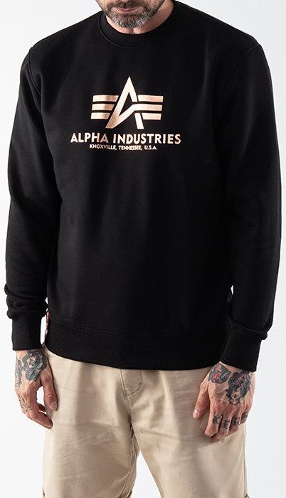 ALPHA INDUSTRIES Mikina Basic Sweater Foil Print - black/gold (178302FP/365)