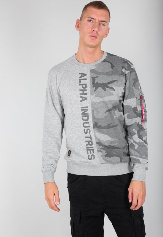 ALPHA INDUSTRIES Mikina Camo Half Sweater - grey camo (196314/410)