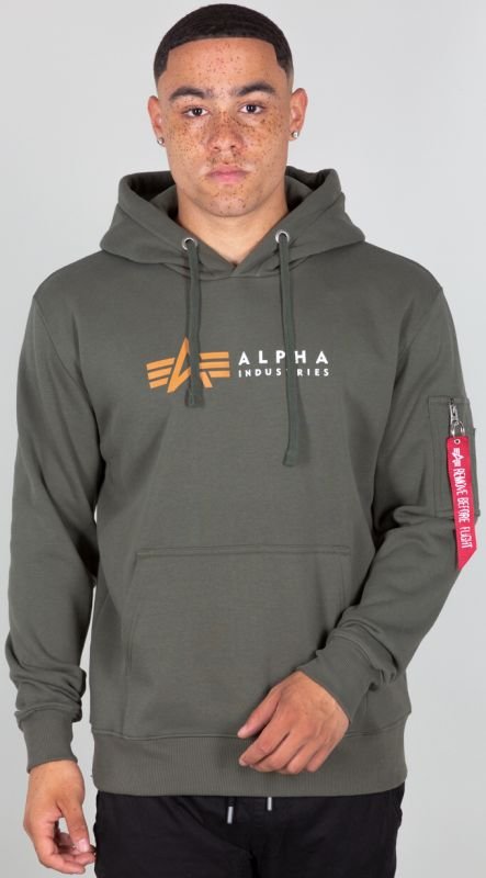 ALPHA INDUSTRIES Mikina Label Hoody - dark olive (118331/142)