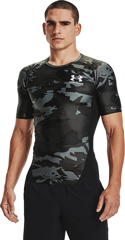 UNDER ARMOUR Tričko HG Isochill Comp Print SS - čierne / camo (1361514-001)