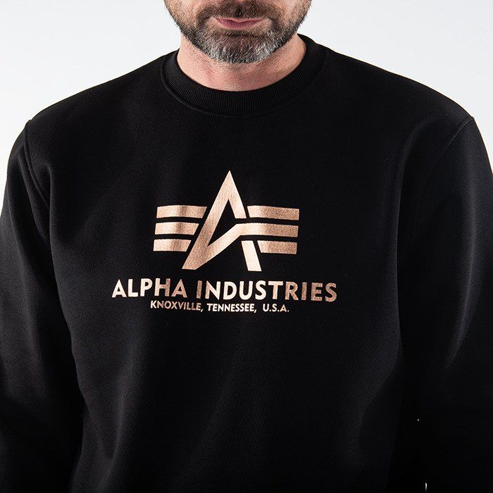 ALPHA INDUSTRIES Mikina Basic Sweater Foil Print - black/gold (178302FP/365)