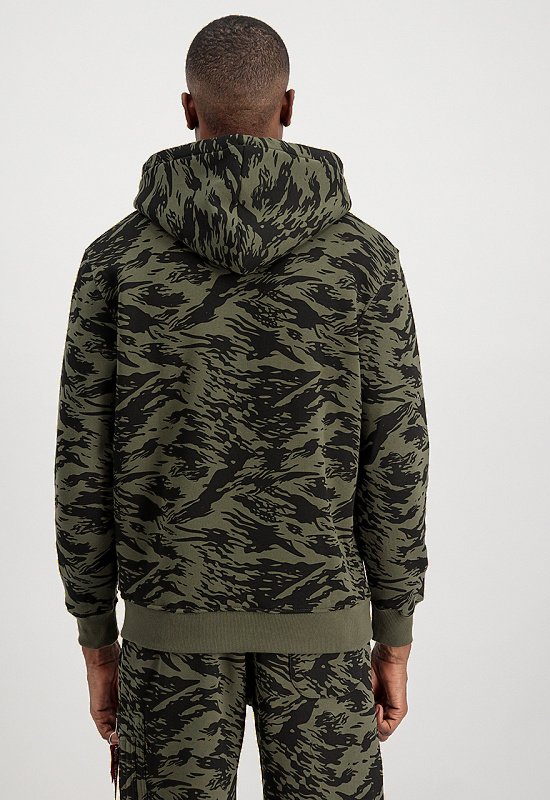 ALPHA INDUSTRIES Mikina Basic Hoody Camo - brushstroke green (178312C/634)