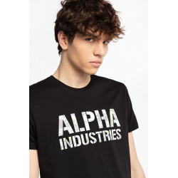 ALPHA INDUSTRIES Tričko Camo Print - black/digi white camo (156513/595)