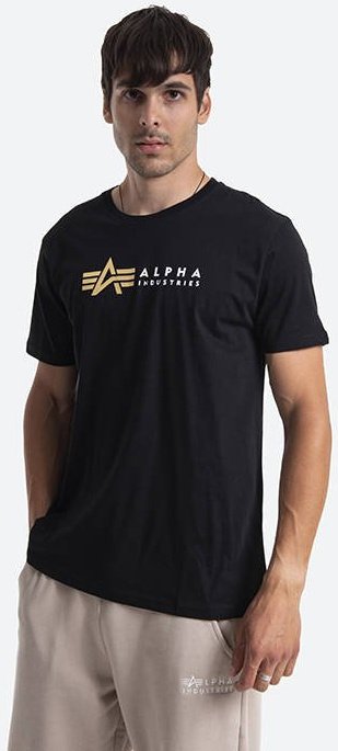 ALPHA INDUSTRIES Tričko Label T Foil Print - čierne (118502FP/03)