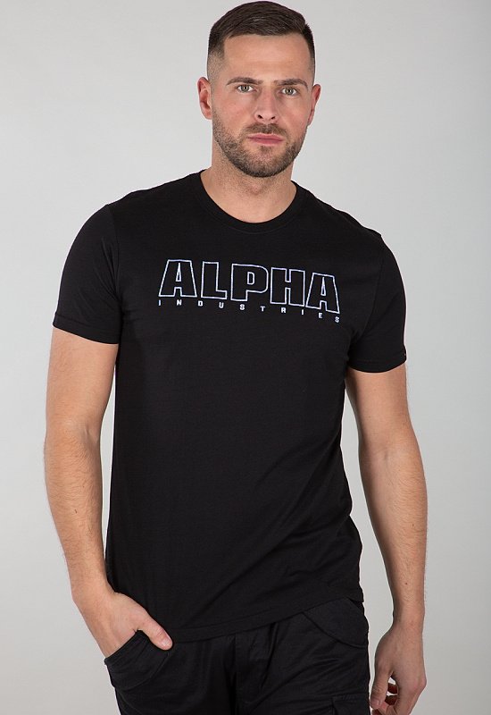 ALPHA INDUSTRIES Tričko Alpha Embroidery Heavy T - čierne/biele (116573/95)