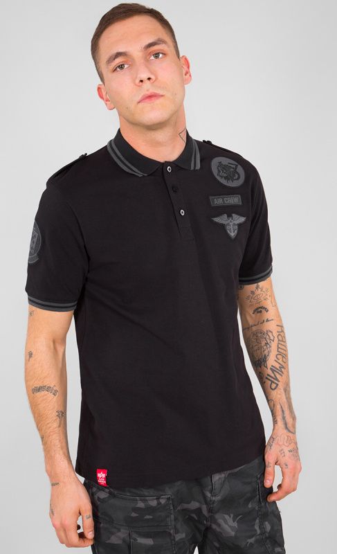 ALPHA INDUSTRIES Tričko Air Crew Polo - čierne (196602/03)