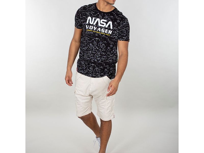 ALPHA INDUSTRIES Tričko NASA Voyager AOP T-Shirt - čierne (116502/03)