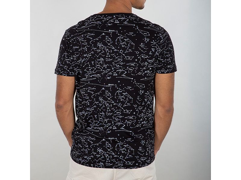 ALPHA INDUSTRIES Tričko NASA Voyager AOP T-Shirt - čierne (116502/03)