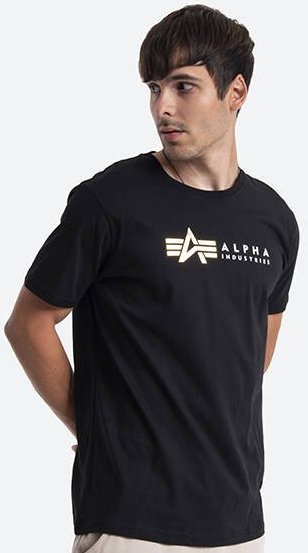 ALPHA INDUSTRIES Tričko Label T Foil Print - čierne (118502FP/03)