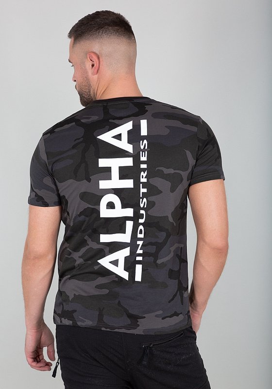 ALPHA INDUSTRIES Tričko Backprint T Camo - black camo (128507C/125)