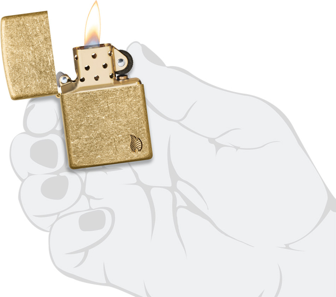 ZIPPO Zapaľovač ARMOR TUMBLED BRASS FLAME (23008)