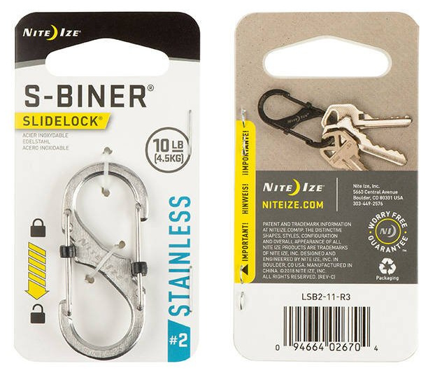 NITE IZE Karabína S-Biner SlideLock #2 - stainless (LSB2-11-R3)