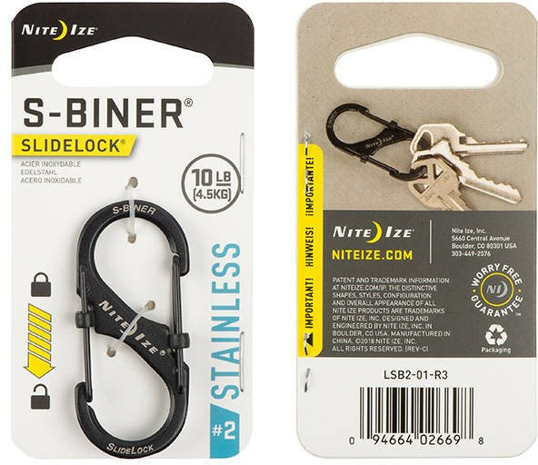 NITE IZE Karabína S-Biner #2 SlideLock - black (LSB2-01-R3)